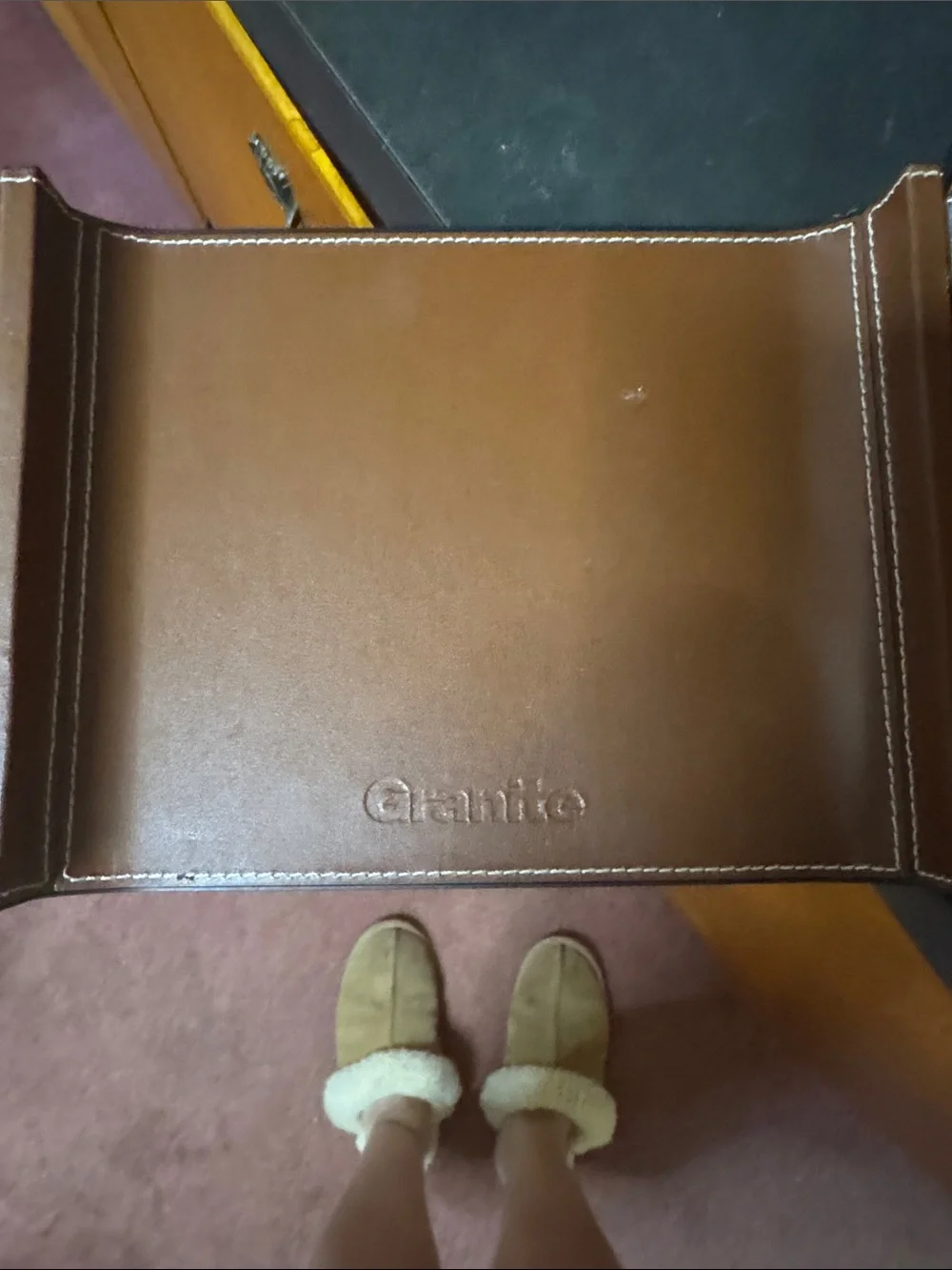 Granito Embossed Brown Leather Valet Tray